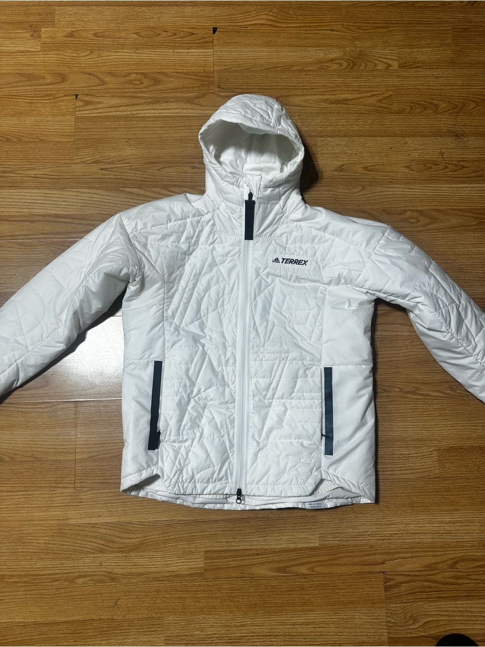 adidas Terrex White Quilted Hooded Puffer Jacket
